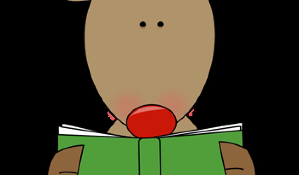 Reindeer reading a book